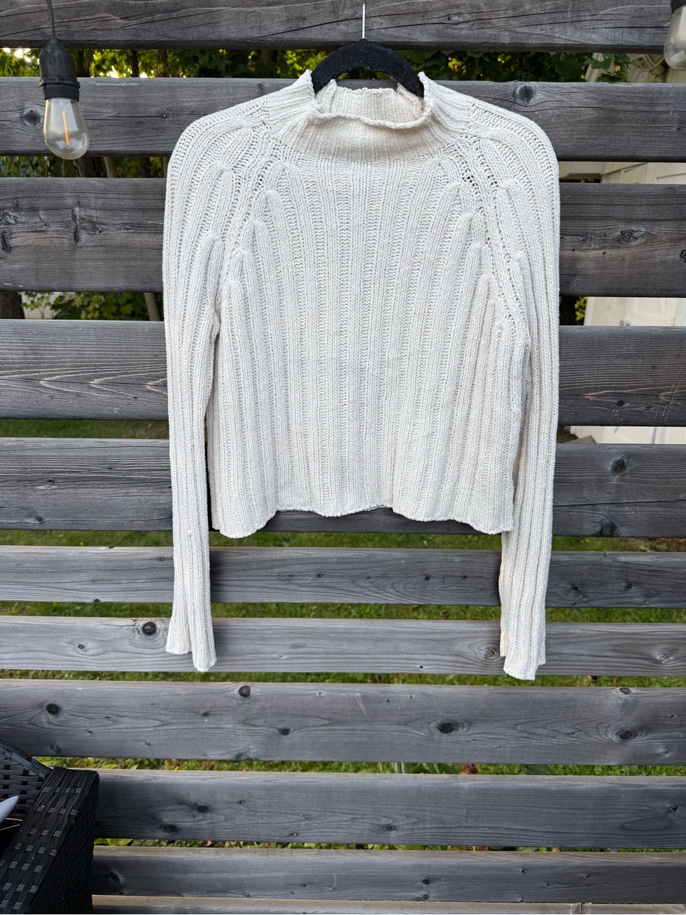 American Eagle Outfitters Cream Ribbed Mock Neck Sweater